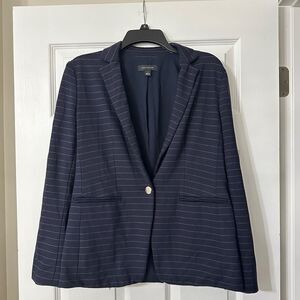 Ann Taylor Navy Pinstripe Blazer Jacket | Size 4